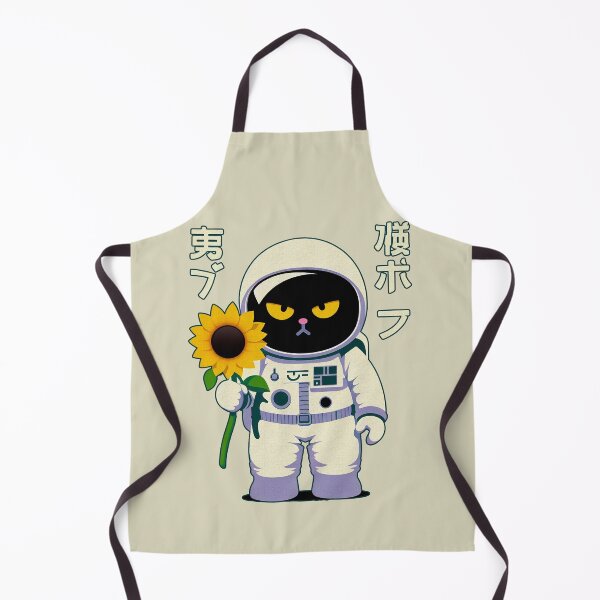 Item preview, Cute Black Cat Astronaut | Holding a Sunflower | Japanese Letters | Whimsical Space Design designed and sold by IAPICTURE.