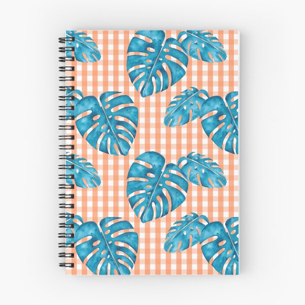 Item preview, Blue Watercolor Monstera Leaves on Mango Gingham designed and sold by JocelynBateson.