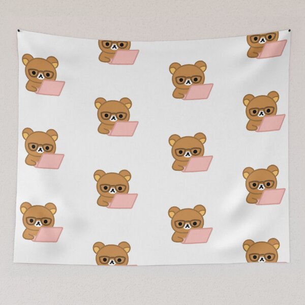 Item preview, bear wfh laptop working with glasses designed and sold by nuttybear.