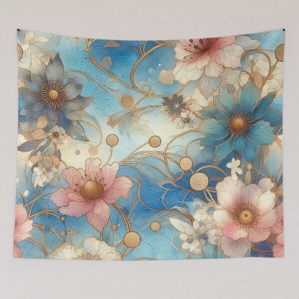 Item preview, Japanese blue floral pattern designed and sold by Thedigital91.