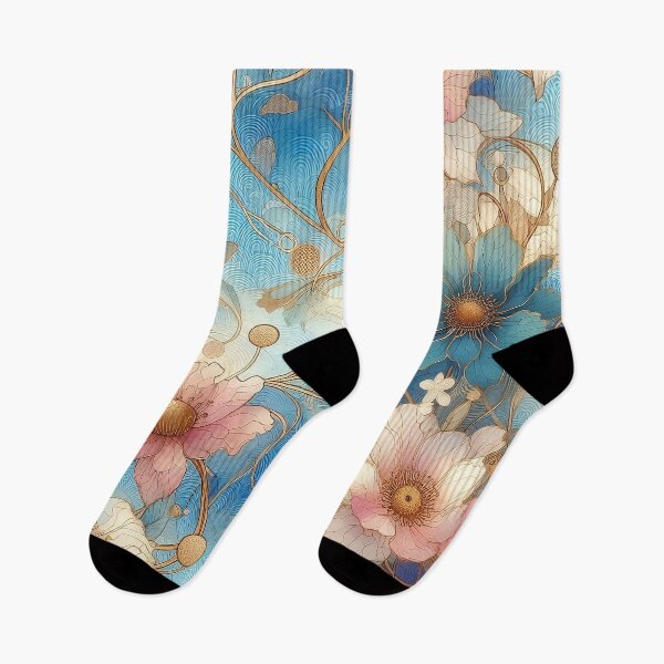 Item preview, Japanese blue floral pattern designed and sold by Thedigital91.