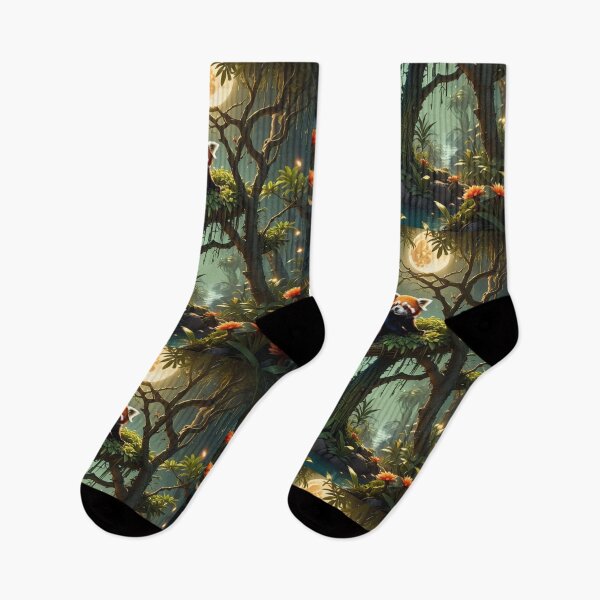 Item preview, Baby Red Panda Enjoying the Moonlight with All of The Fireflies designed and sold by DesignsByMalia.
