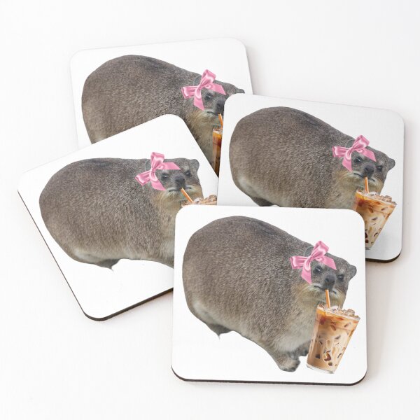Item preview, Rock hyrax with iced coffee designed and sold by SillyLittleSnek.