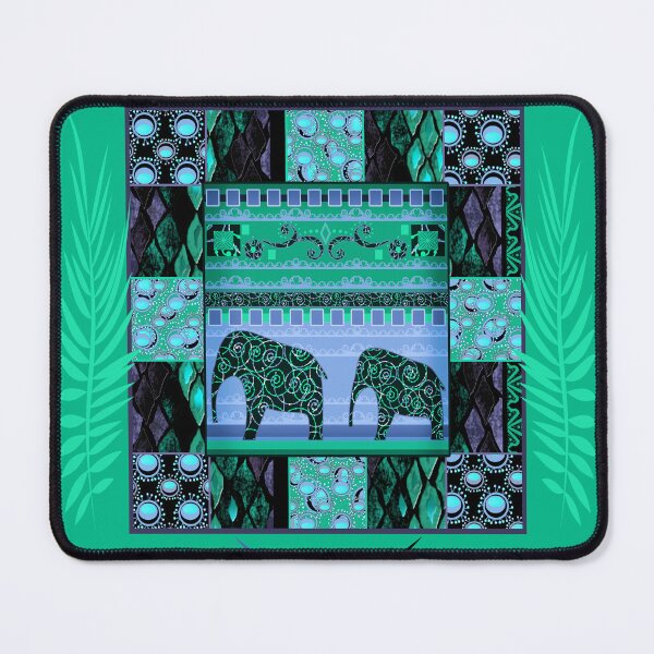 Item preview, Indian azur pattern with emerald elephants designed and sold by fuzzyfox.
