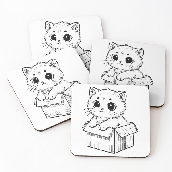 Item preview, Adorable Cute Kitten in a Box - Minimalist Sketch Art designed and sold by Simplystik.