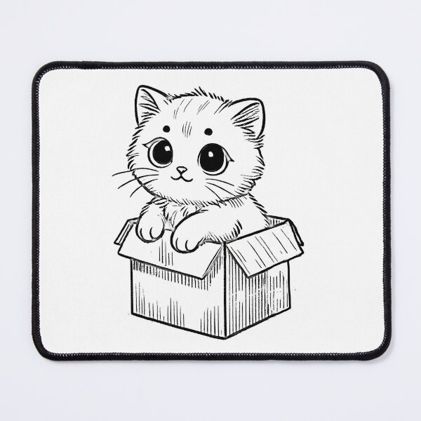 Item preview, Adorable Cute Kitten in a Box - Minimalist Sketch Art designed and sold by Simplystik.