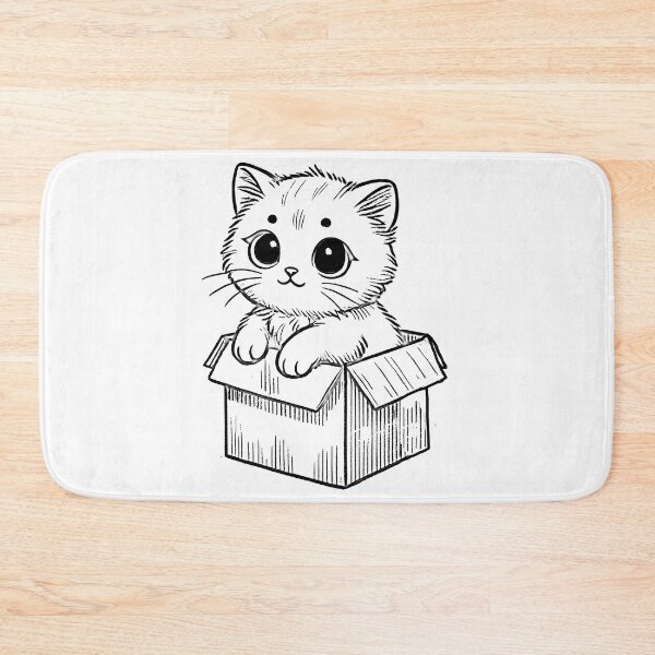 Item preview, Adorable Cute Kitten in a Box - Minimalist Sketch Art designed and sold by Simplystik.