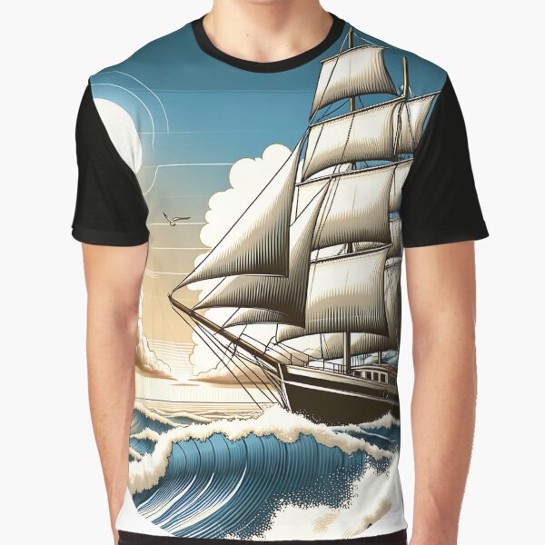 Ein Segelschiff in stürmischer See. Grafik T-Shirt