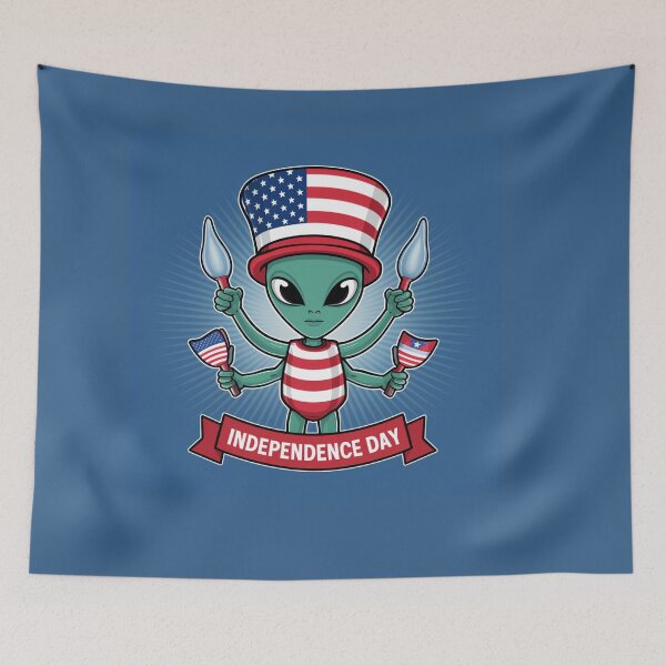 Item preview, Alien Celebrating Independence Day designed and sold by Myra365Art.