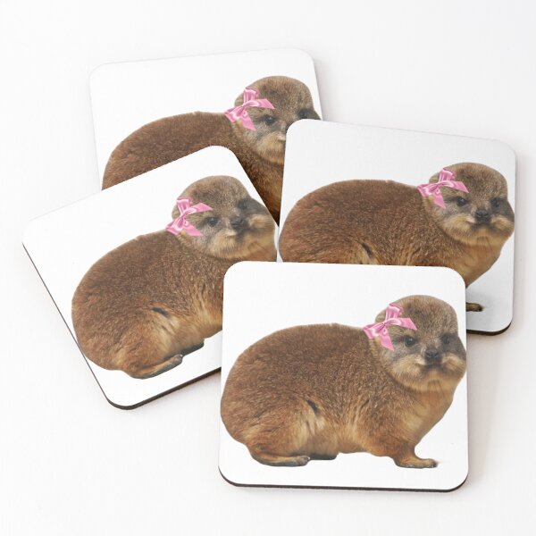 Item preview, Cute baby rock hyrax wearing pink bow  designed and sold by SillyLittleSnek.