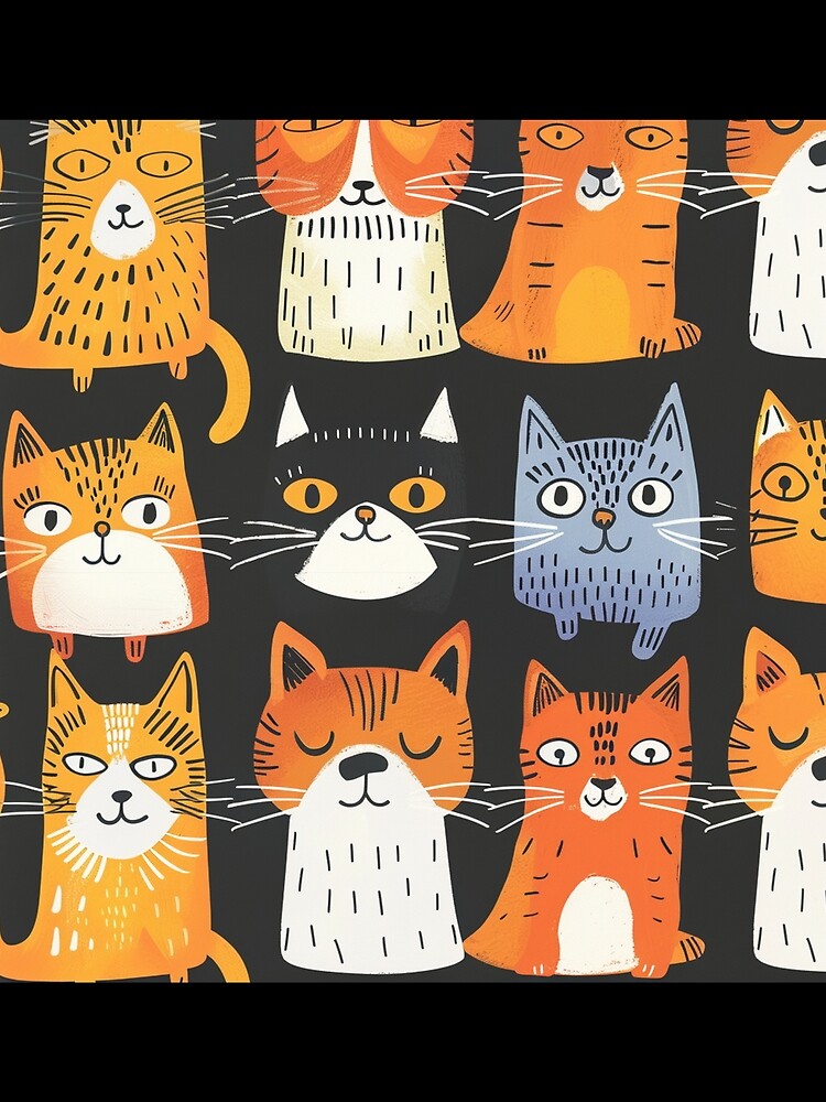 Thumbnail 3 of 3, Scarf, Happy cats faces pattern designed and sold by SmileshareShop.