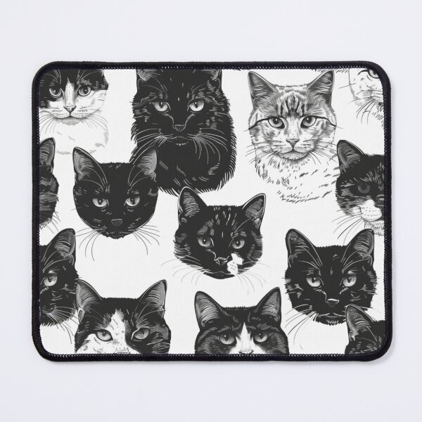 Item preview, Adorable black and white cats faces pattern for cats lover designed and sold by SmileshareShop.