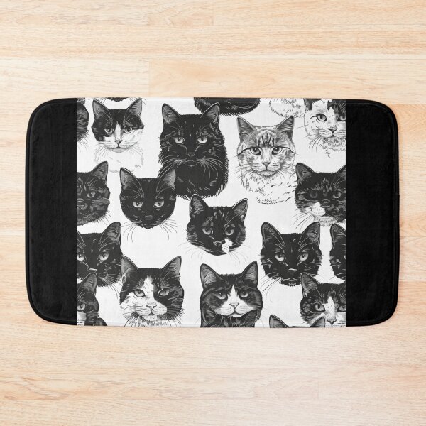 Item preview, Adorable black and white cats faces pattern for cats lover designed and sold by SmileshareShop.