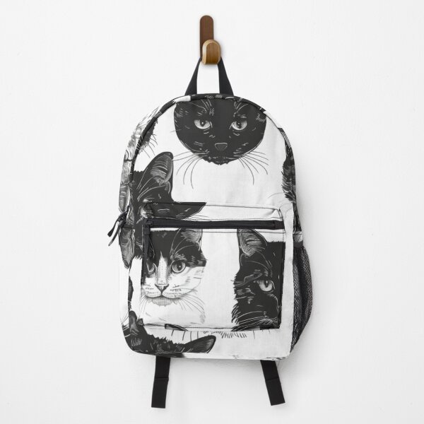 Item preview, Adorable black and white cats faces pattern for cats lover designed and sold by SmileshareShop.