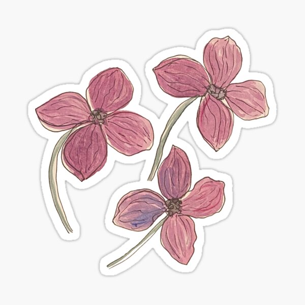 Three Pink Flowers Sticker
