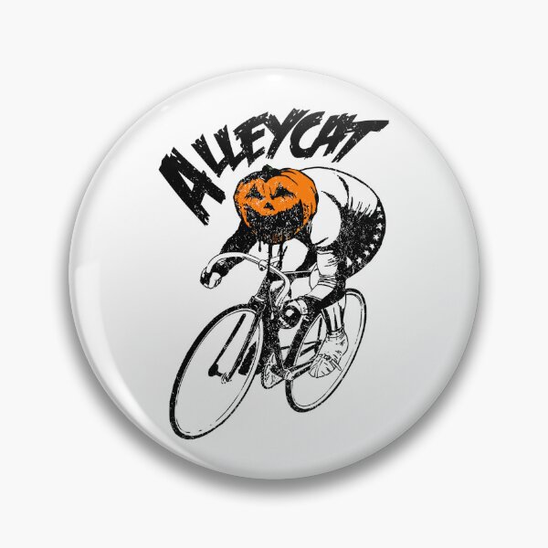 Item preview, Alley Cat Halloween Cyclist - Fixed Gear Bike with Pumpkin Head designed and sold by collectees1.