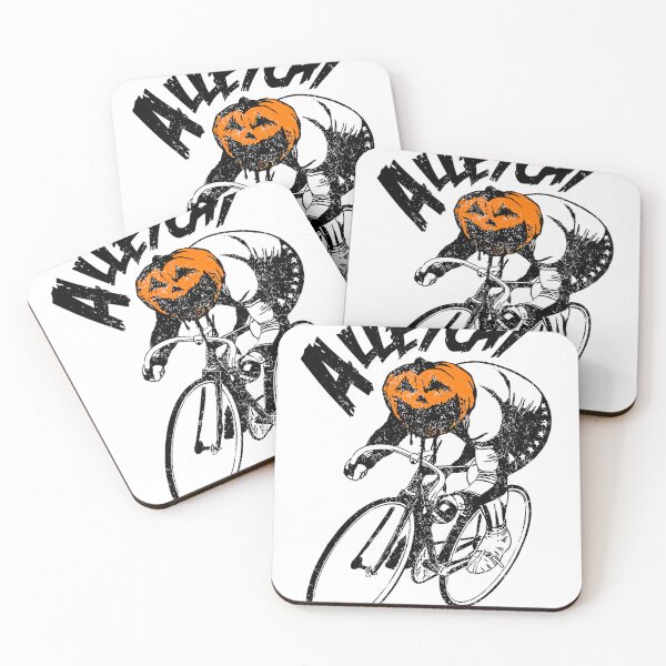 Item preview, Alley Cat Halloween Cyclist - Fixed Gear Bike with Pumpkin Head designed and sold by collectees1.