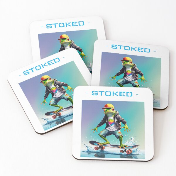 Item preview, Frog Skateboarder "Stoked" in watercolor paint designed and sold by EmeraldCauldren.