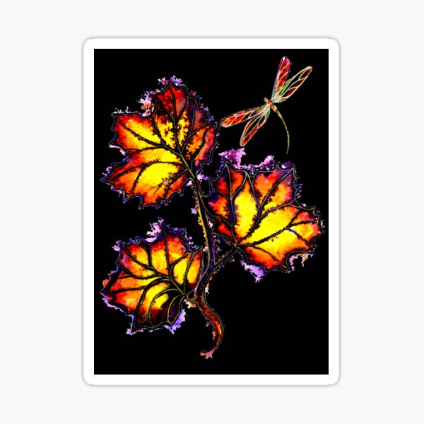Item preview, Dragonfly and Leaves on Black  designed and sold by Linda Callaghan.