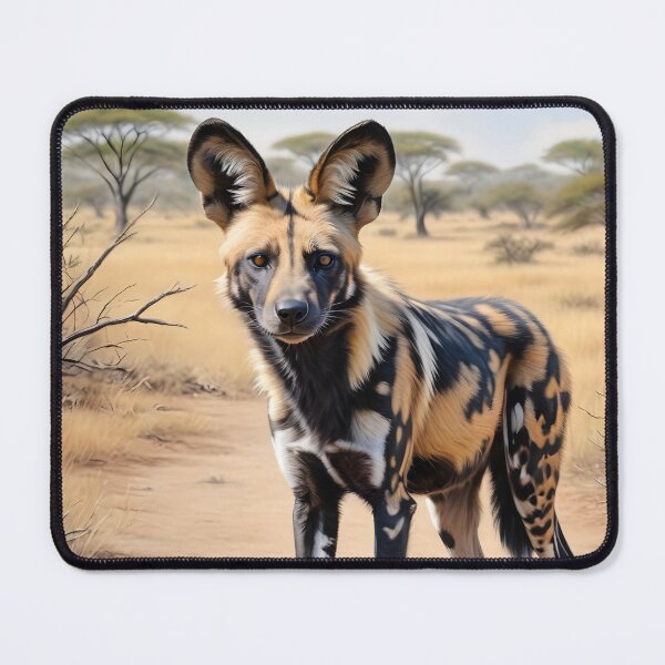 Item preview, Hwange National Park Zimbabwe1950 style poster - Black African Wild Dog designed and sold by Museum Of Non-Existing Art.