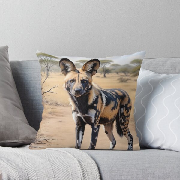 Item preview, Hwange National Park Zimbabwe1950 style poster - Black African Wild Dog designed and sold by Museum Of Non-Existing Art.
