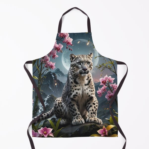 Item preview, Majestic Baby Snow Leopard under a Full Moon & Bamboo Orchid Trees designed and sold by DesignsByMalia.