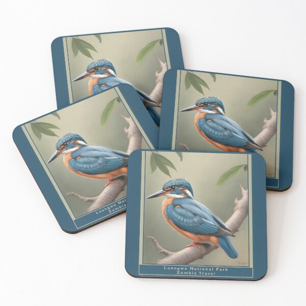 Item preview, Luangwa National Park Zambia, 1950 style poster - Kingfisher designed and sold by Museum Of Non-Existing Art.