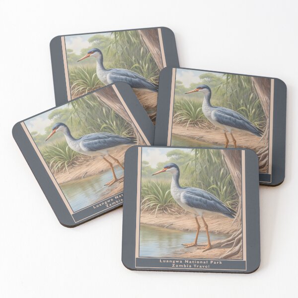 Item preview, Luangwa National Park Zambia, 1950 style poster - blue Heron designed and sold by Museum Of Non-Existing Art.