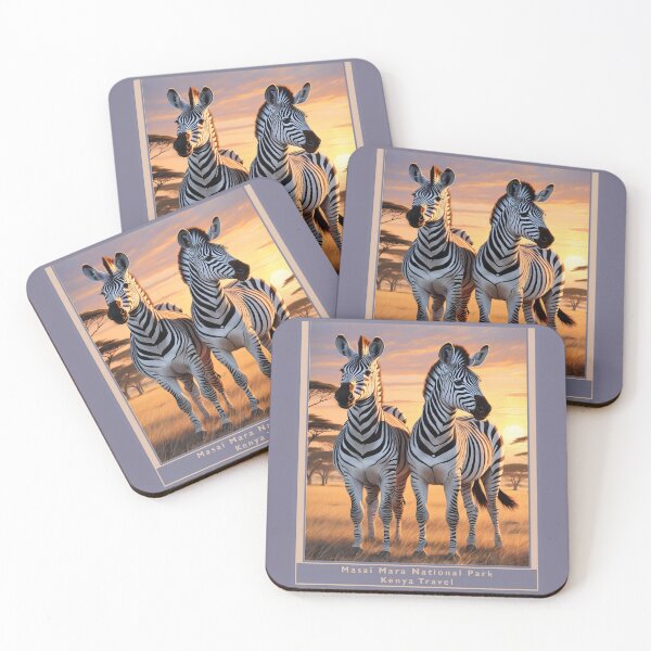 Item preview, Masai Mara National Park Kenya, 1950 style poster - Zebra's designed and sold by Museum Of Non-Existing Art.