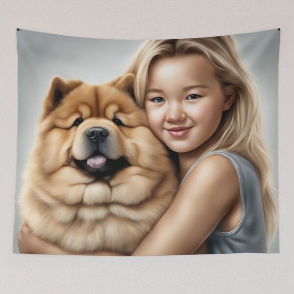 Item preview, Blonde Girl with a Chow Chow Puppy! designed and sold by Annabelly321.