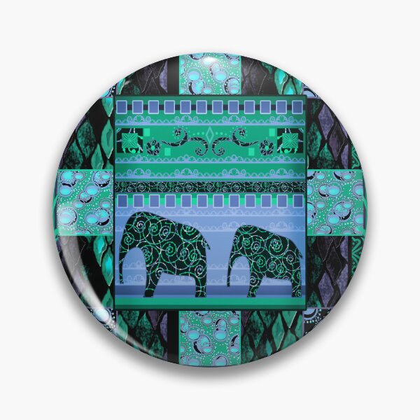 Item preview, Indian azur pattern with emerald elephants designed and sold by fuzzyfox.