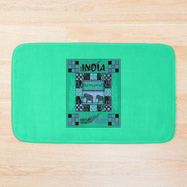 Item preview, Indian azur pattern with emerald elephants designed and sold by fuzzyfox.
