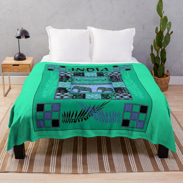 Item preview, Indian azur pattern with emerald elephants designed and sold by fuzzyfox.