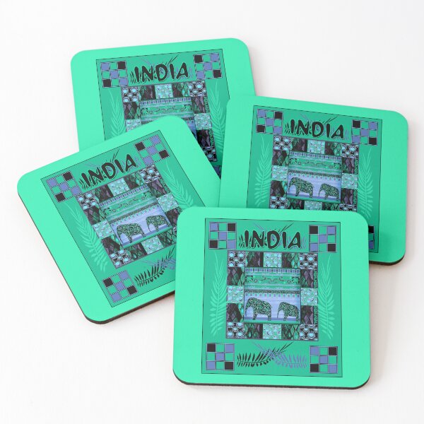 Item preview, Indian azur pattern with emerald elephants designed and sold by fuzzyfox.
