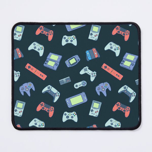 Item preview, Retro and Modern Video Game Consoles on a Dark Pattern designed and sold by Carlazucchi.