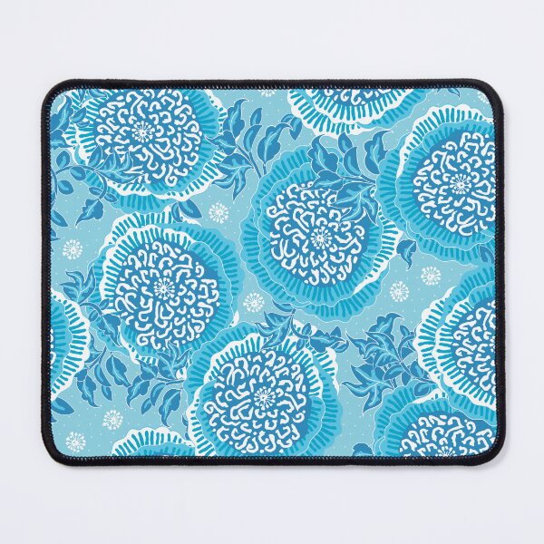 Item preview, Stylized peonies, Blue on light blue background designed and sold by Alex Blud.