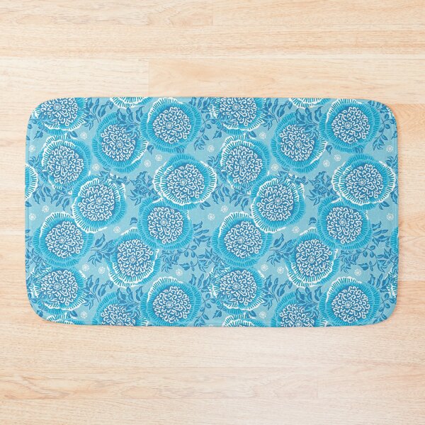 Item preview, Stylized peonies, Blue on light blue background designed and sold by Alex  Blud.