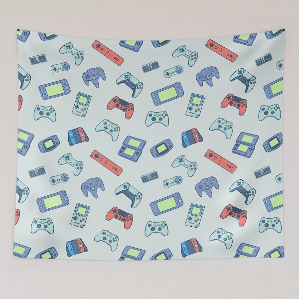 Item preview, Retro and Modern Video Game Consoles on a Light Pattern designed and sold by Carlazucchi.