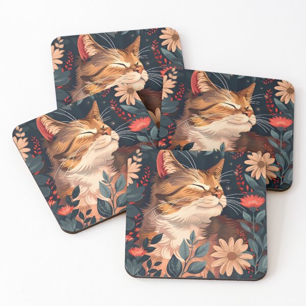 Item preview, Cat in flowers designed and sold by HappyStickBike.
