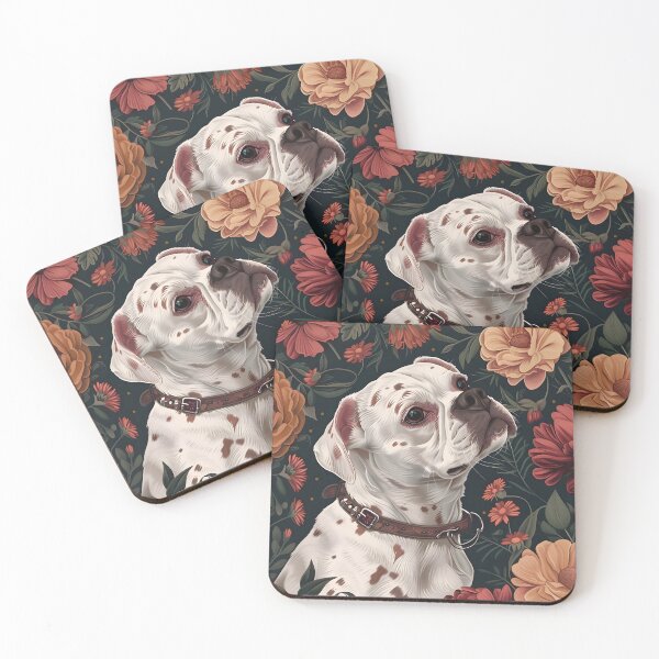 Item preview, White dog in flowers designed and sold by HappyStickBike.