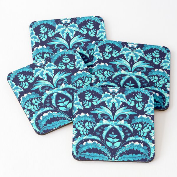 Item preview, Winter flowering, Turquoise on a black background designed and sold by Alex  Blud.