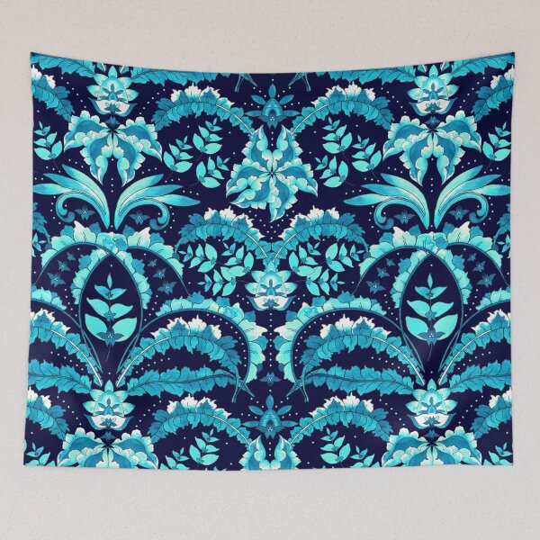 Item preview, Winter flowering, Turquoise on a black background designed and sold by Alex  Blud.