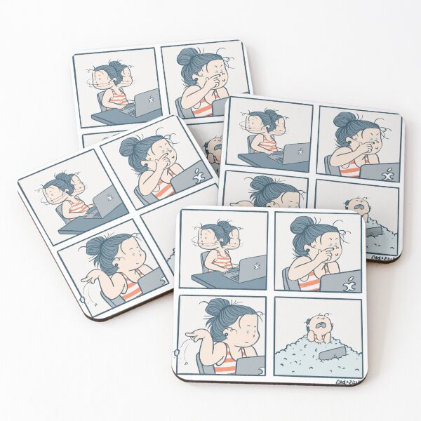 Item preview, Girl working on laptop and picking her nose in a nerdy Comic strip  designed and sold by Carlazucchi.