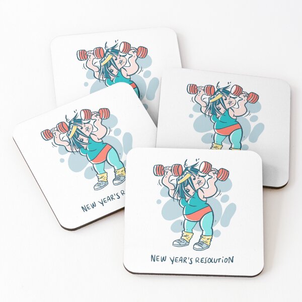 Item preview, Retro Nerd Girl's New Years Resolution working out illustration designed and sold by Carlazucchi.