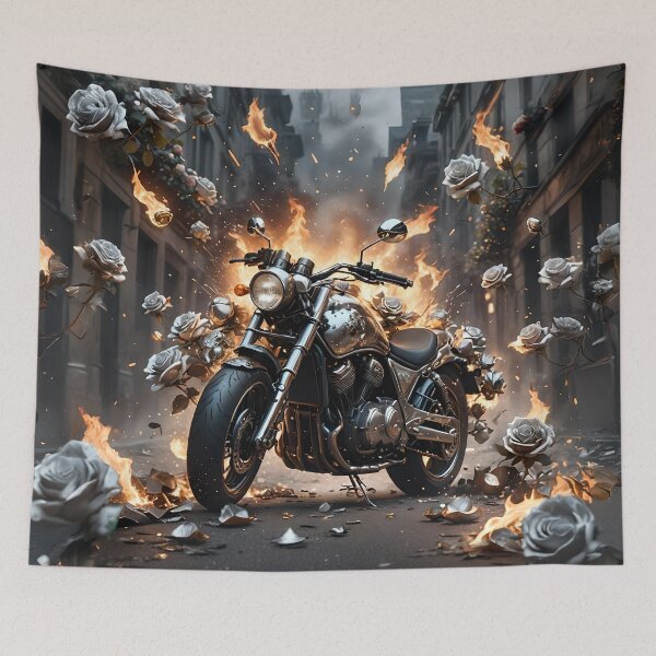 Item preview, The motorcycle and silver roses designed and sold by Marcu Ioachim.
