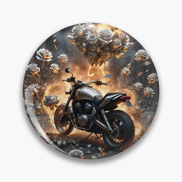 Item preview, Motorcycle, fire and silver roses designed and sold by Marcu Ioachim.