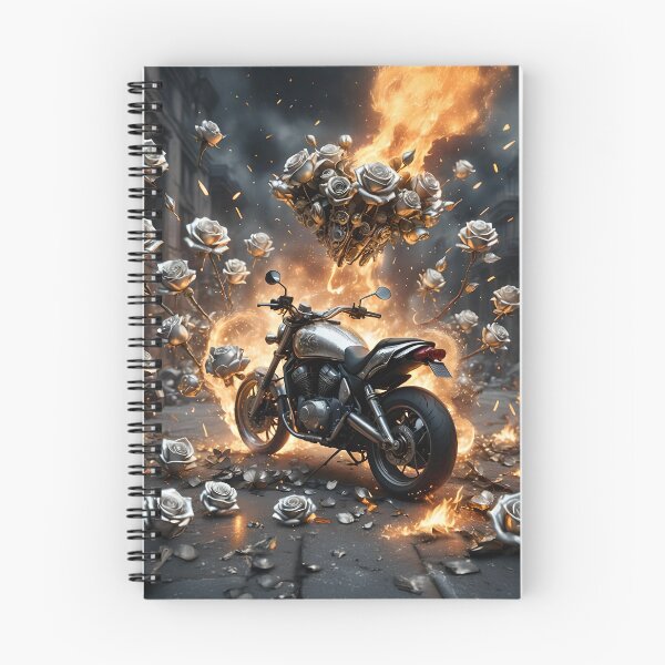 Item preview, Motorcycle, fire and silver roses designed and sold by Marcu Ioachim.