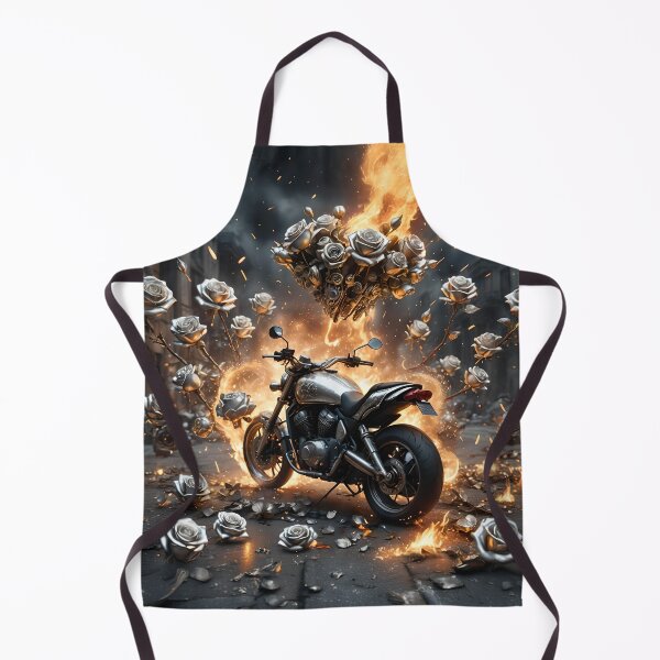 Item preview, Motorcycle, fire and silver roses designed and sold by Marcu Ioachim.