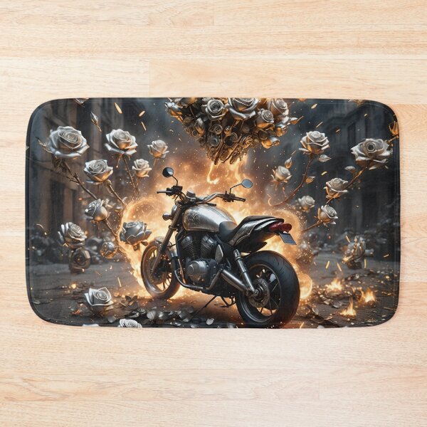 Item preview, Motorcycle, fire and silver roses designed and sold by Marcu Ioachim.