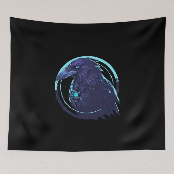 Artikelvorschau, Cyber Raven / Rabe / Cooles Tier / Cyber Animal / Zukünftige Tierkunst / Tierkrieger / Niedliche Tierkunst / Ästhetische Gaming-Aufkleber entworfen und verkauft von SMARTKIT DESIGNAGENCY.
